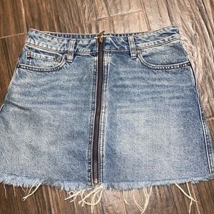 We the free denim frayed mini skirt